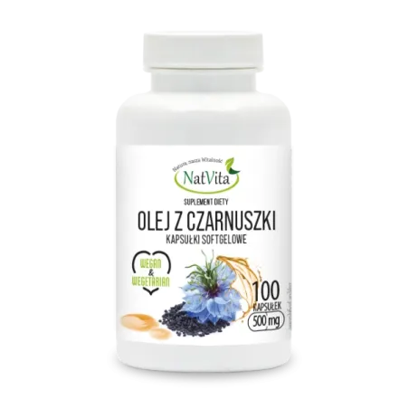 Olej z nasion Czarnuszki + witamina E kapsułki softgel 500mg - zdjęcie produktu